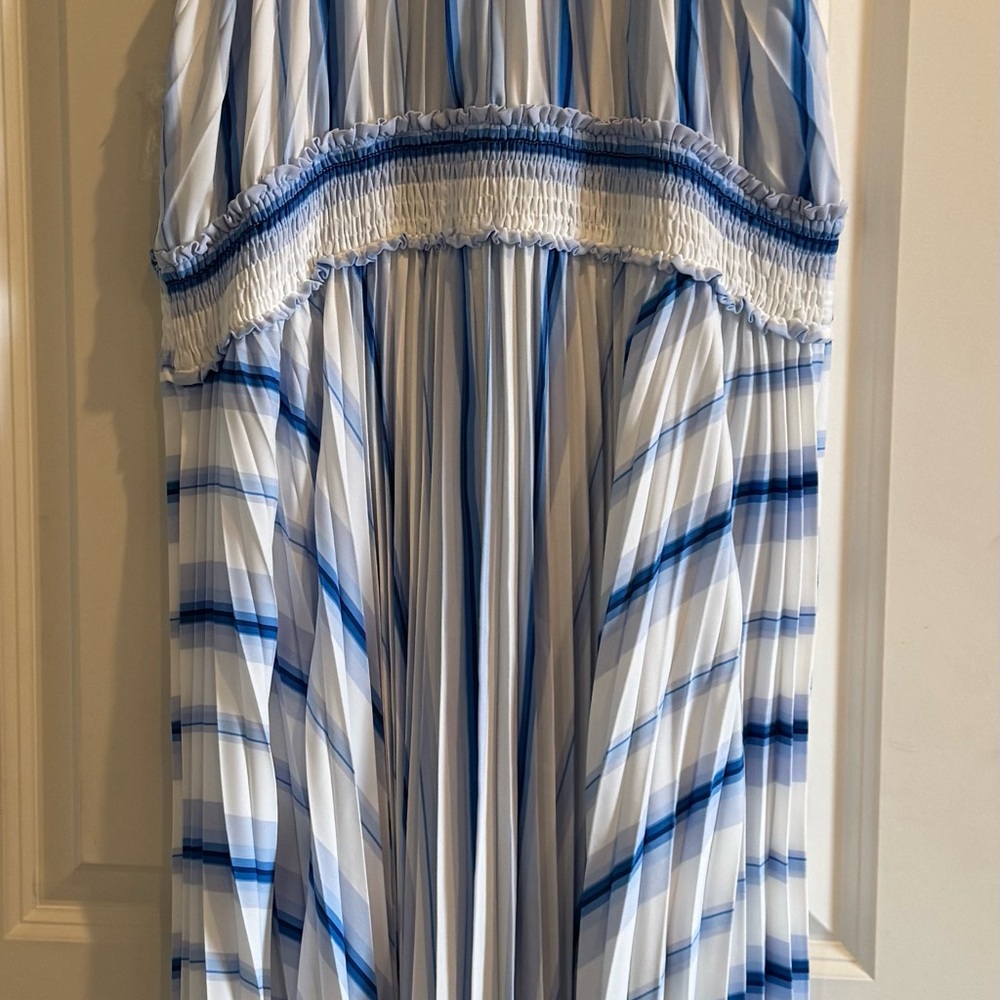 Nine West Blue and White Striped Maxi Dress